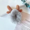 Elastico per capelli con corna di renna in peluche soffice coda di cavallo donna ragazza - Elastico Peluche Corna Grigio