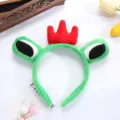 Lindo diadema rana verde corona felpa gracioso ojos grandes accesorios de pelo fiesta - Diadema Rana Ojos Grandes Corona Roja