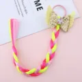 Colorful kids wig hair tie with glitter bow and wings, perfect for princess party styles. - 5# Yellow