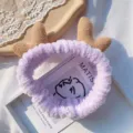 Plush deer antler headband cute fluffy purple hair hoop sweet washing face makeup hairband - Purple