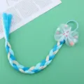 Vista dettagliata della treccia parrucca colorata per bambini con fiocco e ciondolo unicorno. - 1# Blu Stile A