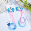 Enfants mignon dessin animé licorne nœud ruban extension de cheveux pince barrette - Bleu