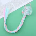 Vista dettagliata dell'accessorio per capelli treccia parrucca colorata per bambini con fiocco. - 2# Blu Stile B