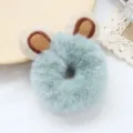 Chouchou à cheveux en peluche bleue douce avec joli décor d'oreilles d'animal pour coiffure. - Élastique Oreilles de Singe Vert Foncé