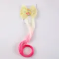 Detail shot of kids gradient hair clip with yellow mesh bow and mermaid design. - 5# Yellow Pink Gradient