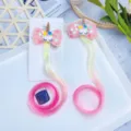 Mignon enfants licorne nœud dégradé perruque pince, coloré bouclé pinces à cheveux. - Rose