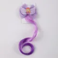 Detail shot of children purple gradient curly hair clip with glitter mermaid wing bows. - 4# Purple Gradient