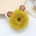 Chouchou en peluche jaune mignon avec design d'oreilles d'animal pour un look charmant quotidien. - Élastique Oreilles de Singe Jaune Gingembre