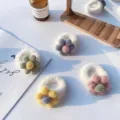 Plush Flower Hair Scrunchies Cute Fuzzy Hair Ropes Sweet Winter Hair Accessories - White Band Green Flower