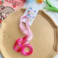 Kids cartoon unicorn wig hair clip, cute gradient pink braided hair accessory for girls. - Unicorn Pony Light Pink Gradient Rose Red