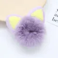 Chouchou en peluche violet mignon avec oreilles de chat jaunes attache cheveux duveteuse - Chouchou Oreilles de Chat Violet
