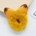 Chouchou à cheveux en peluche jaune mignon avec oreilles d'animaux brodées accessoire - Élastique Oreilles de Renard Gingembre