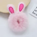 Chouchou cheveux en peluche oreille de lapin rose, corde à cheveux moelleuse pour joli style. - Élastique Oreilles de Lapin Rose