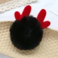 Chouchou noir duveteux en cornes de renne, attache cheveux peluche mignonne pour femme et fille. - Élastique Bois de Cerf Noir