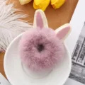 Mignon chouchou en peluche avec oreilles de lapin, bande de cheveux douce et jolie pour femmes. - Élastique Oreilles de Lapin Violet Clair
