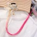 Accessoire de cheveux perruque tressée dégradée pour enfants avec nœud et strass - Jaune