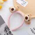 Cute plush bear headband sweet pink hair hoop lovely cartoon animal headwear for women girls - Brown Bear Headband