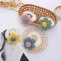 Jolis chouchous en peluche fleur, élastiques à cheveux doux et duveteux pour coiffures mignonnes. - Chouchou Blanc + Fleur Rose