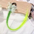 Bambini parrucca colorata legatura capelli sfumatura treccia estensione capelli carino festa danza - Verde
