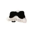 Black and white plush bow hair claw clip detail, fluffy faux fur and velvet texture close-up - 6# Velvet Black Bowknot White Hair Claw (Double Sided)