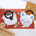 Niedlicher Plüsch Bär Haargummi Cartoon Tier Haaraccessoire flauschiger Haargummi - Kleine Haarschleife / Weiß