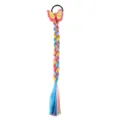 Kinderen kleurrijke synthetische haarvlecht extensie met leuke vlinder haarclip en elastische band. - 3# Geel A