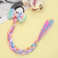 Bunte Kinder Perücke Zopf Haarseil süße Pailletten Schleife Cartoon Katze Haargummi Party. - 3# Einhorn Pailletten Schleife Zopf