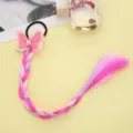 Bunte synthetische Haarverlängerung Haargummi für Kinder, süße Schmetterling Deko für Party. - 8# Rosa Schleife Zopf