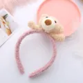 Cute plush teddy bear hair hoop fluffy pink headband sweet lovely detail shot display - Purple