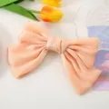 Korean style satin bow hair clip peach pink elegant spring hair clip for women sweet hair accessories - Light Orange