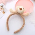 Cute plush bear headband fluffy lamb wool hair hoop sweet cartoon hair accessories - Khaki