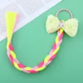 Elastico per capelli con treccia parrucca colorata e fiocco con paillettes unicorno. - 4# Giallo
