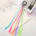 Colorful synthetic hair braid hair tie for kids, bright braided wig rope for daily party wear. - Rubber Band Plum Blossom Colorful Braid