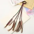 Kids synthetic hair tie with colorful braids, perfect for festive dress up and parties. - Rubber Band Colored Rope Brown Braid