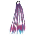 Colorful gradient synthetic braided hair extension pony tail ring variant item piece. - Peach Red Lake Blue
