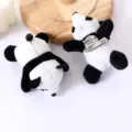 Detail shot of cute plush panda brooch hair clip accessory showing back metal clip craftsmanship. - Panda Brooch and Hair Clip 2-in-1