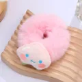 Elastico per capelli in peluche rosa con dolce viso di cartone animato, dettaglio soffice. - 6# Pesca Fascia Rosa