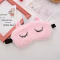 Plush unicorn sleep eye mask for cute girls, soft furry shading blindfold with elastic band. - Pink Unicorn Silver Horn Eye Mask