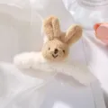 Cute plush animal hair claw clip fluffy brown white shark clip for thick hair styling accessory - Coffee Bunny