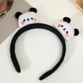 Cute panda plush headband soft fuzzy animal hair hoop sweet cartoon hair accessories detail - Panda Headband