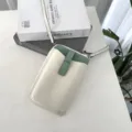 Echte Leder Umhängetasche fuer Handy, mini Farblock trendy Schultertasche fuer Damen. - 18*11*2cm / Weiß