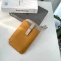 Echte Leder Kontrast Farbe Mini Handy Tasche stylische Umhaengetasche fuer Damen Sommer - 18*11*2cm / Gelb