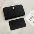 Genuine leather passport holder and card case set in black, portable travel document organizer. - Black