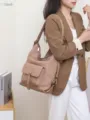 Echtleder Umhängetasche für Damen, stilvoller Multifunktionsrucksack mit Fronttasche. - 33x14x35CM Groß / Khaki