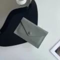 Porte-monnaie minimaliste en cuir véritable pour femme, étui à cartes gris vert fin. - Vert Amande