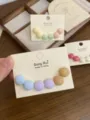 Korean sweet macaron candy color round button stud earrings, cute minimalist everyday jewelry detail view. - Round Style(GB1036) / 3 Pairs Set / Blue and Purple