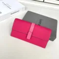 Donna lungo portafoglio in pelle colorblock porta carte pochette minimalista rosa stile - Rosso rosa