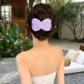 Sweet pastel purple bow hair claw clip detail shot, perfect for stylish daily updo hairstyles. - Bowknot Hair Clip(A12-69) / Purple