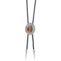Vintage western bolo tie with black braided leather cord and retro gemstone pendant necklace. - Sunset Orange