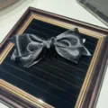 Satin polka dot hair bow claw clip, elegant black hair accessory for daily styling and ponytails. - Banana Clip / Length About 13cm / Black Polka Dot